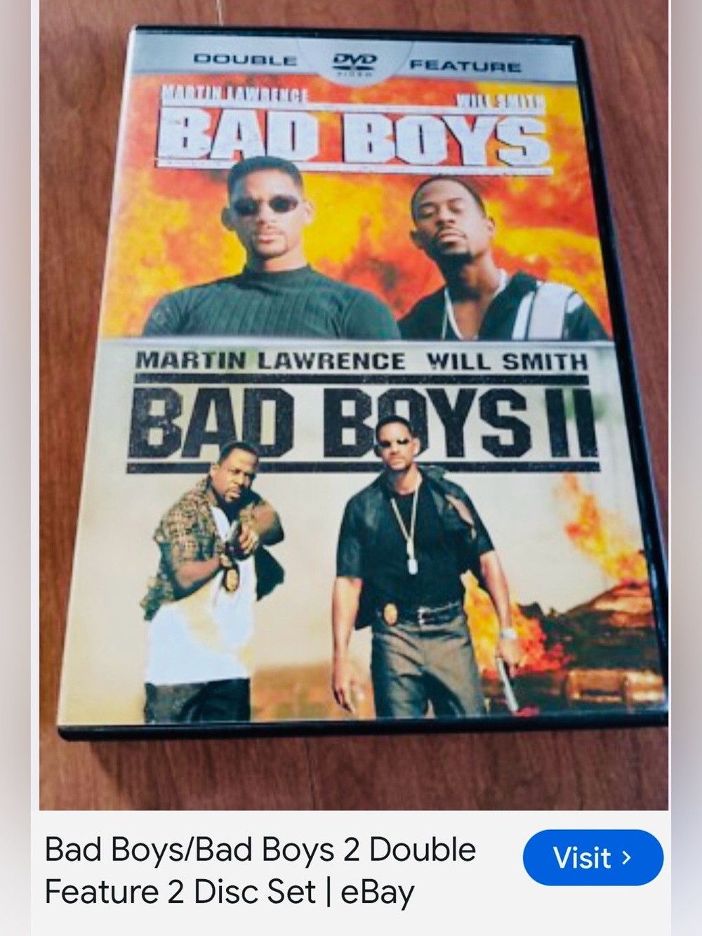#3338**Bad Boys / Bad Boys II Double Feature DVD - Action Movie Set